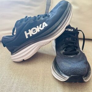 Hoka Black and White Athletic Sneakers